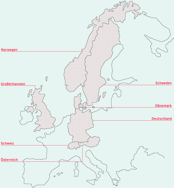 Standorte der ProSiebenSat.1 Group – Europa (Weltkarte)